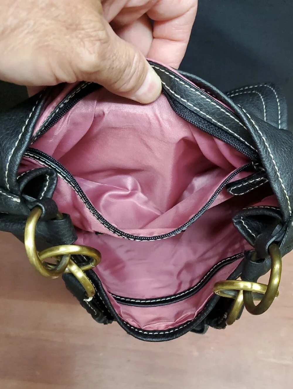 Vintage Tommy Hilfiger Black Leather Hobo Bag with Braided Strap